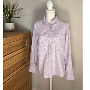 J. Crew Women's Lavender Polka Dot Button Down Shirt Size S Long Sleeve Cotton